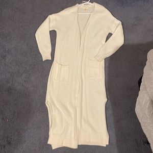 Long off white cardigan sweater